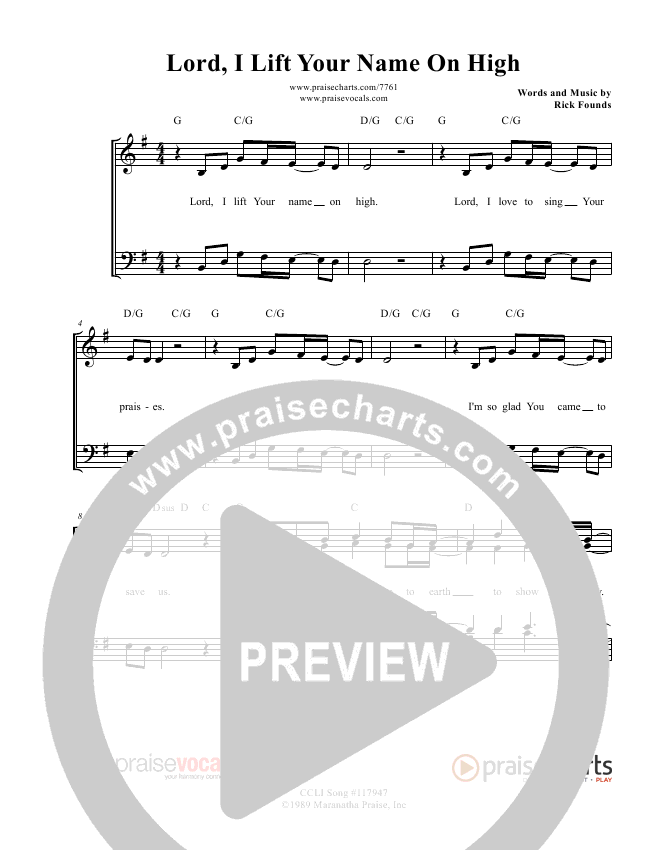 Lord I Lift Your Name On High Sheet Music PDF (PraiseVocals) PraiseCharts