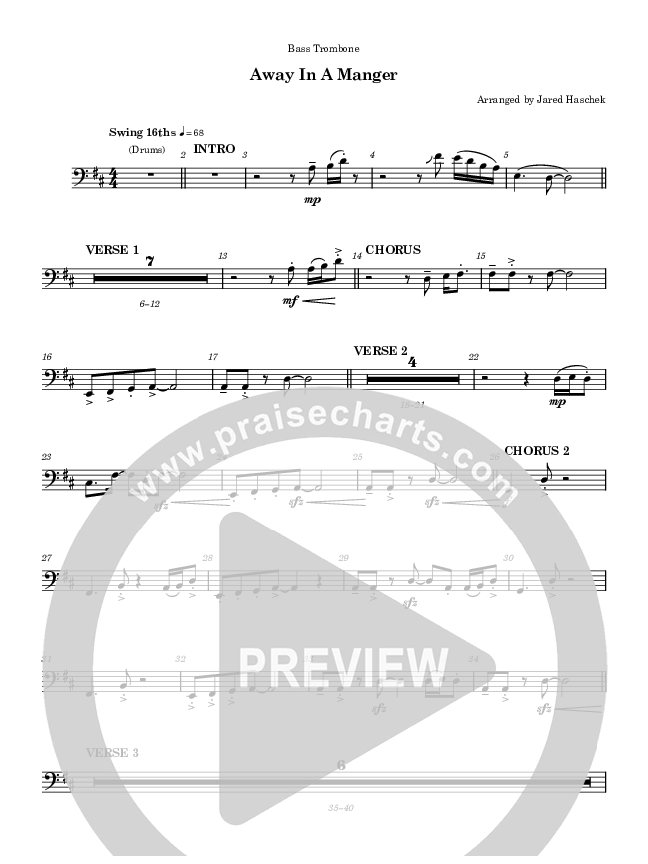 Away In a Manger Bass Trombone (Highlands Worship)