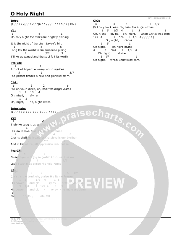 O Holy Night Chord Chart (Highlands Worship)