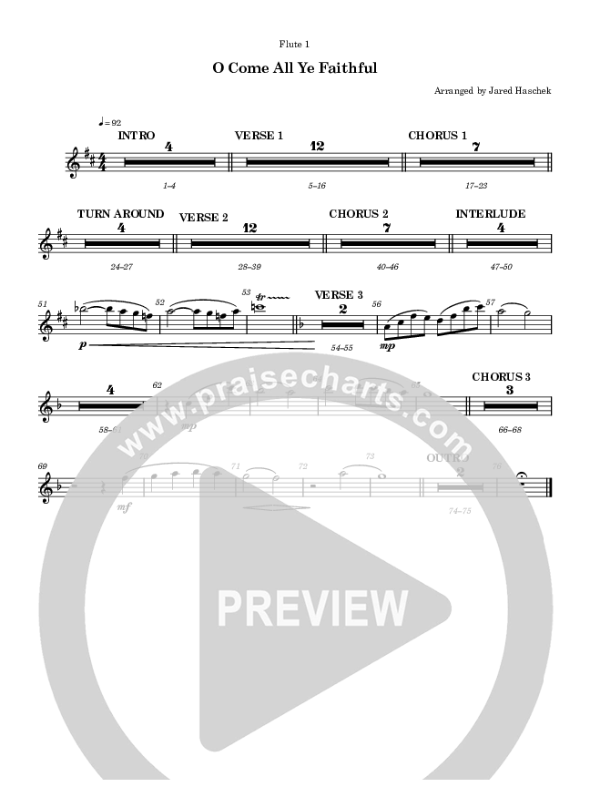 O Come All Ye Faithful Flute 1/2 (Highlands Worship)