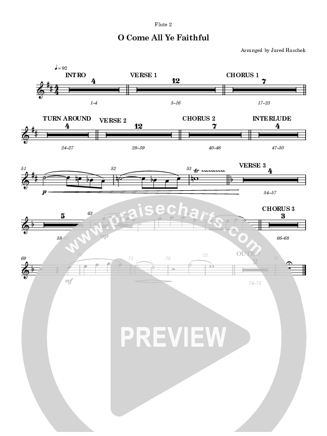 O Come All Ye Faithful Flute 1/2 (Highlands Worship)