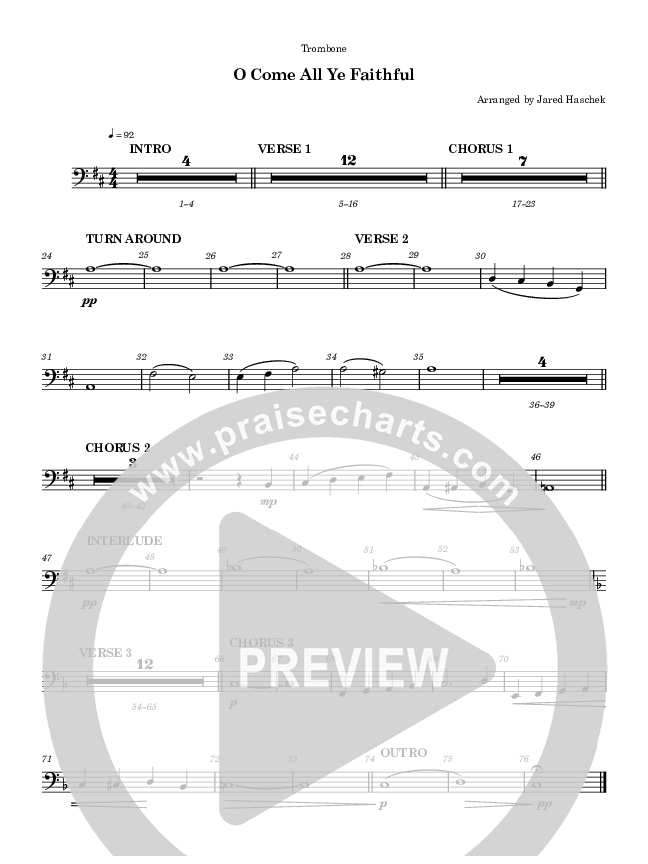 O Come All Ye Faithful Trombone (Highlands Worship)