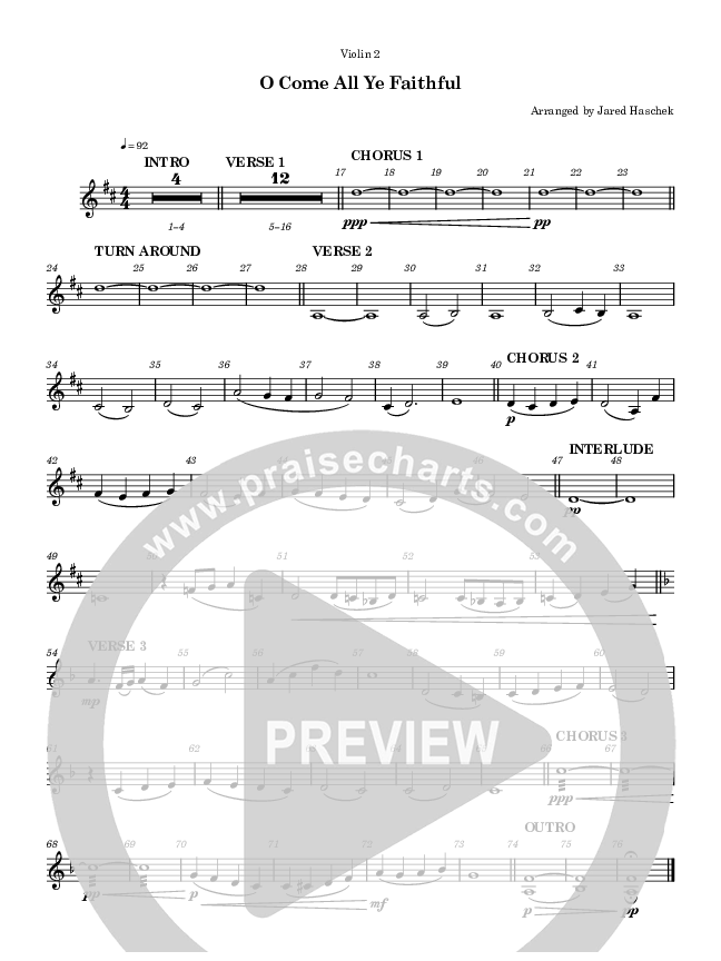 O Come All Ye Faithful Violin 2 (Highlands Worship)