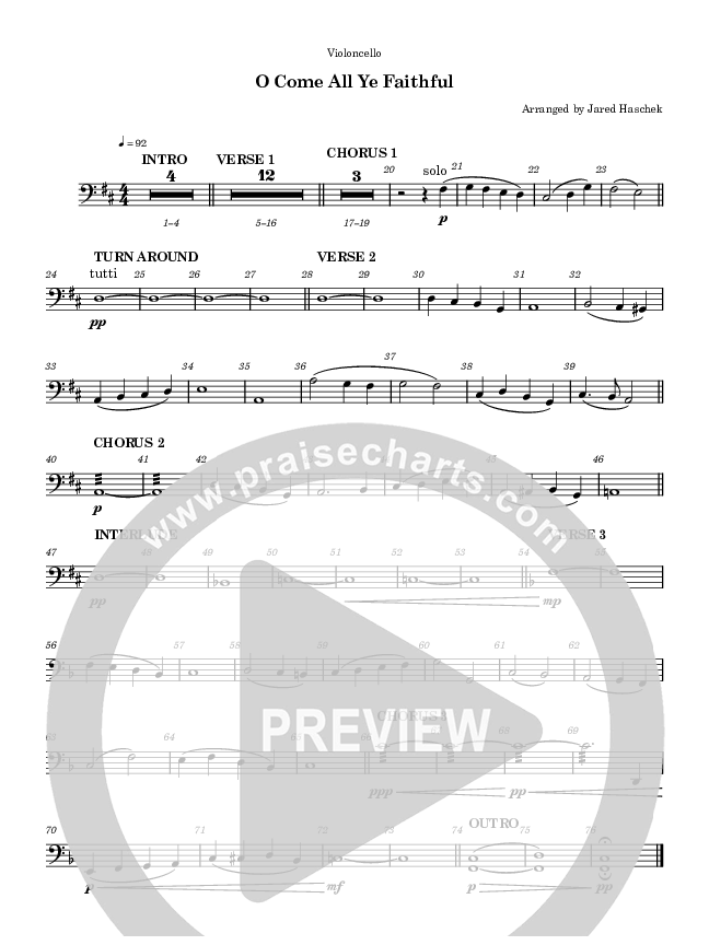 O Come All Ye Faithful Violincello (Highlands Worship)