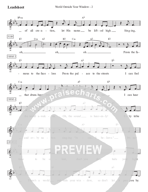 World Outside Your Window (Kids) Lead Sheet (Melody) (PraiseCharts Kids / Arr. Luke Gambill)