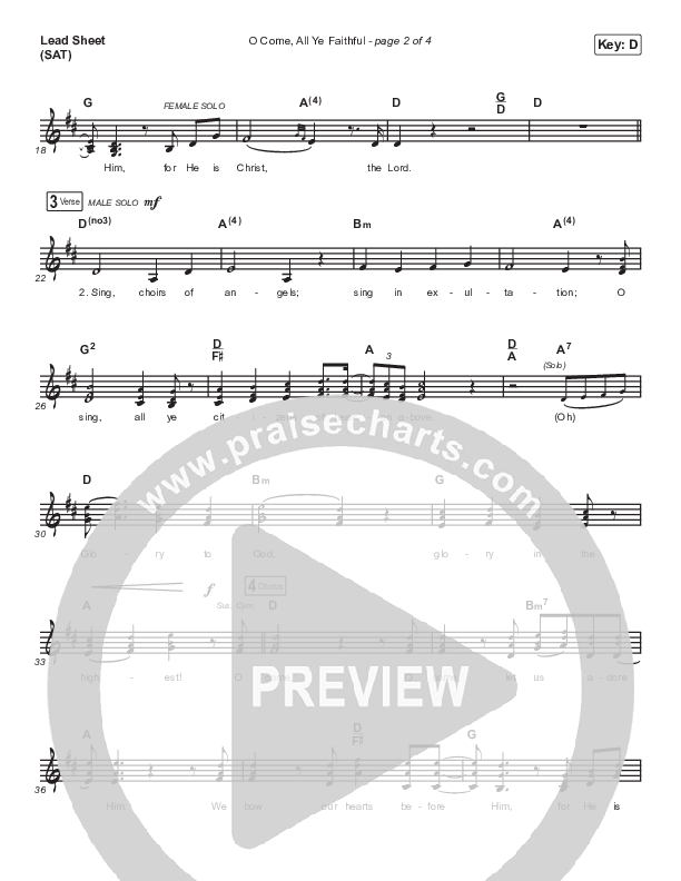 O Come All Ye Faithful Lead Sheet (SAT) (CAIN)