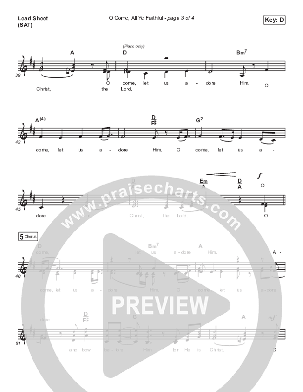 O Come All Ye Faithful Lead Sheet (SAT) (CAIN)
