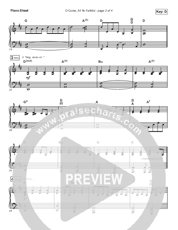 O Come All Ye Faithful Piano Sheet (CAIN)