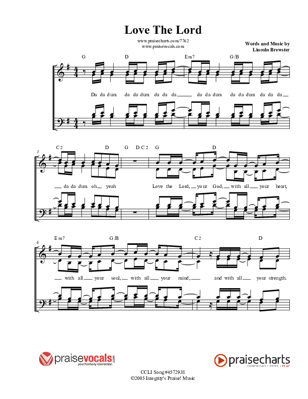 Love The Lord Lead Sheet (PraiseVocals)