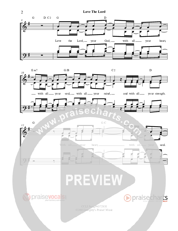 Love The Lord Lead Sheet (PraiseVocals)