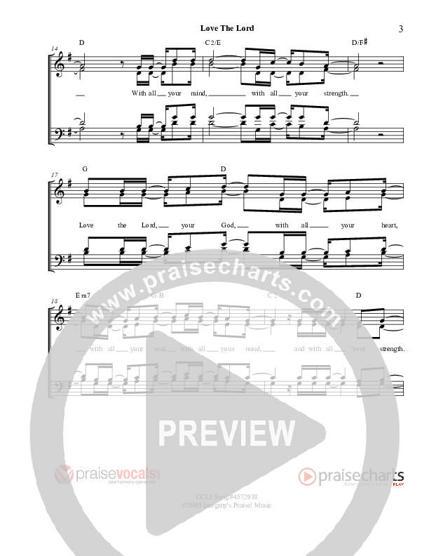 Love The Lord Lead Sheet (PraiseVocals)