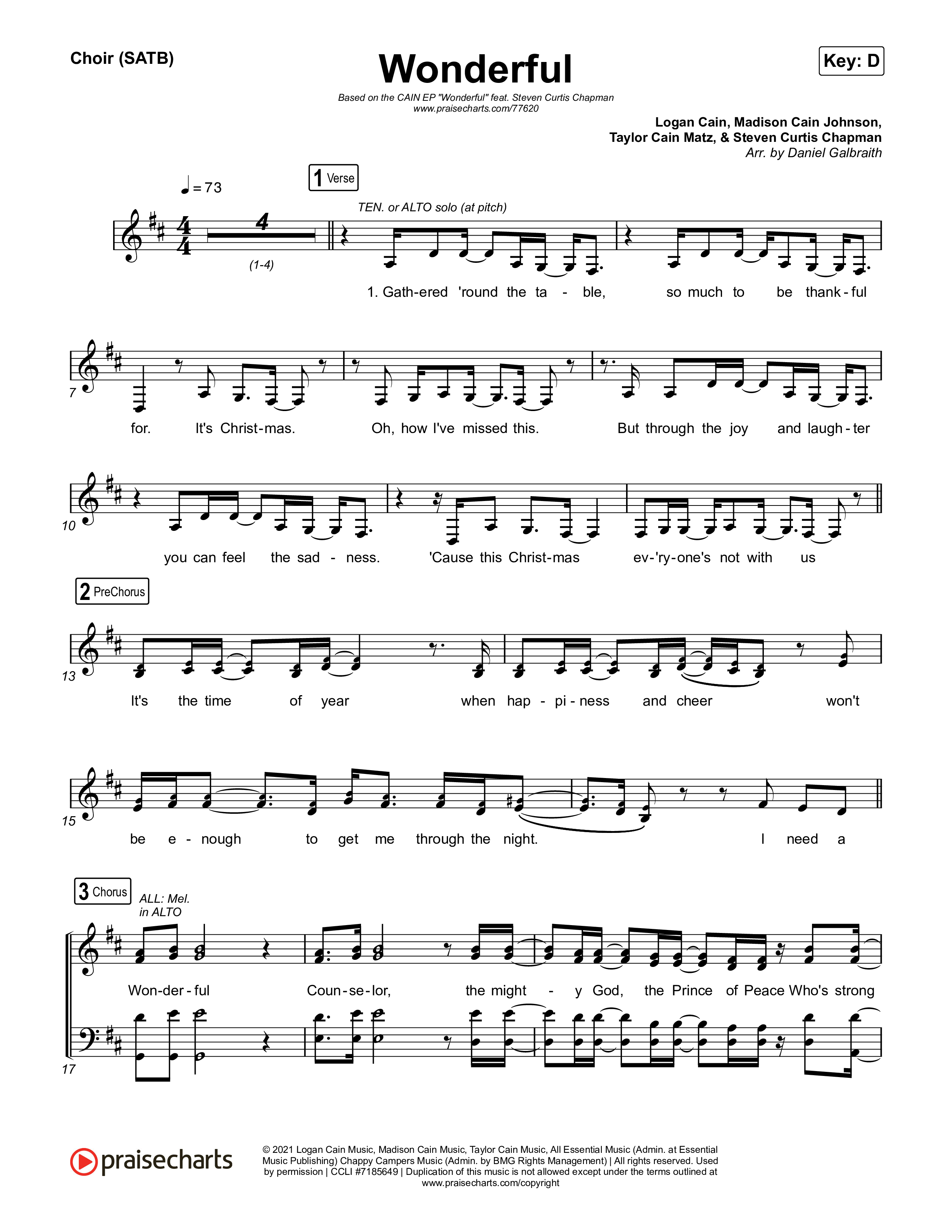 Wonderful Choir Vocals (SATB) (CAIN)