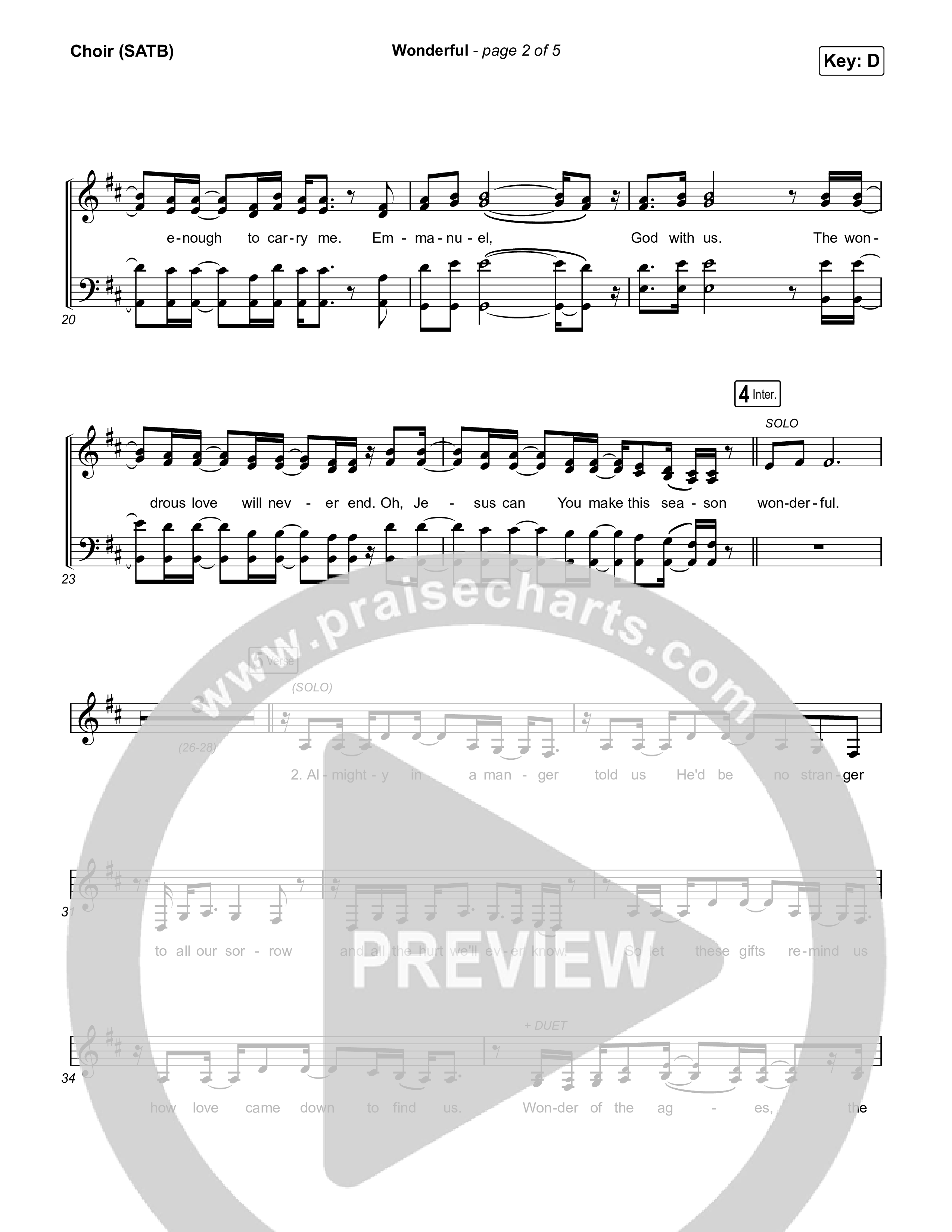 Wonderful Choir Sheet (SATB) (CAIN)