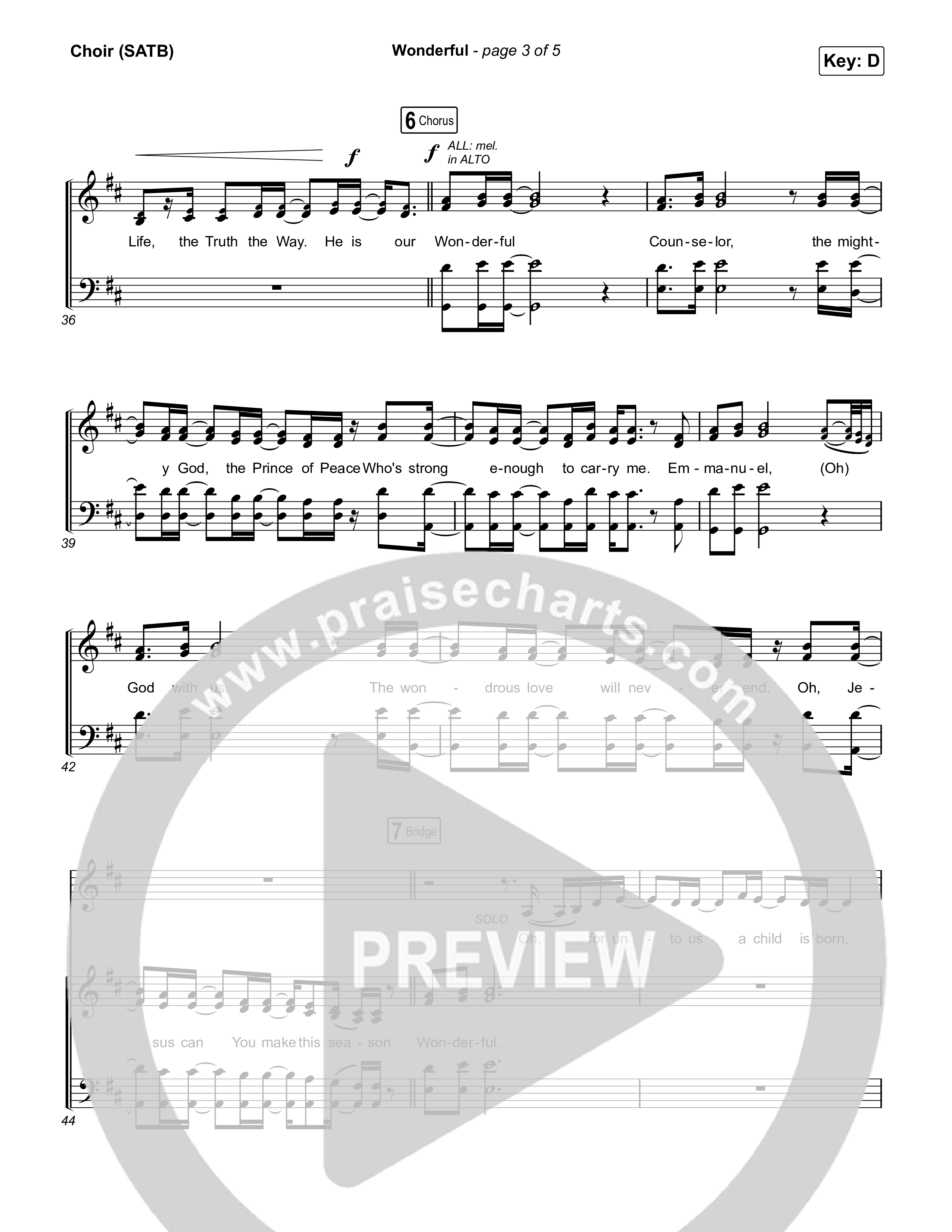 Wonderful Choir Sheet (SATB) (CAIN)