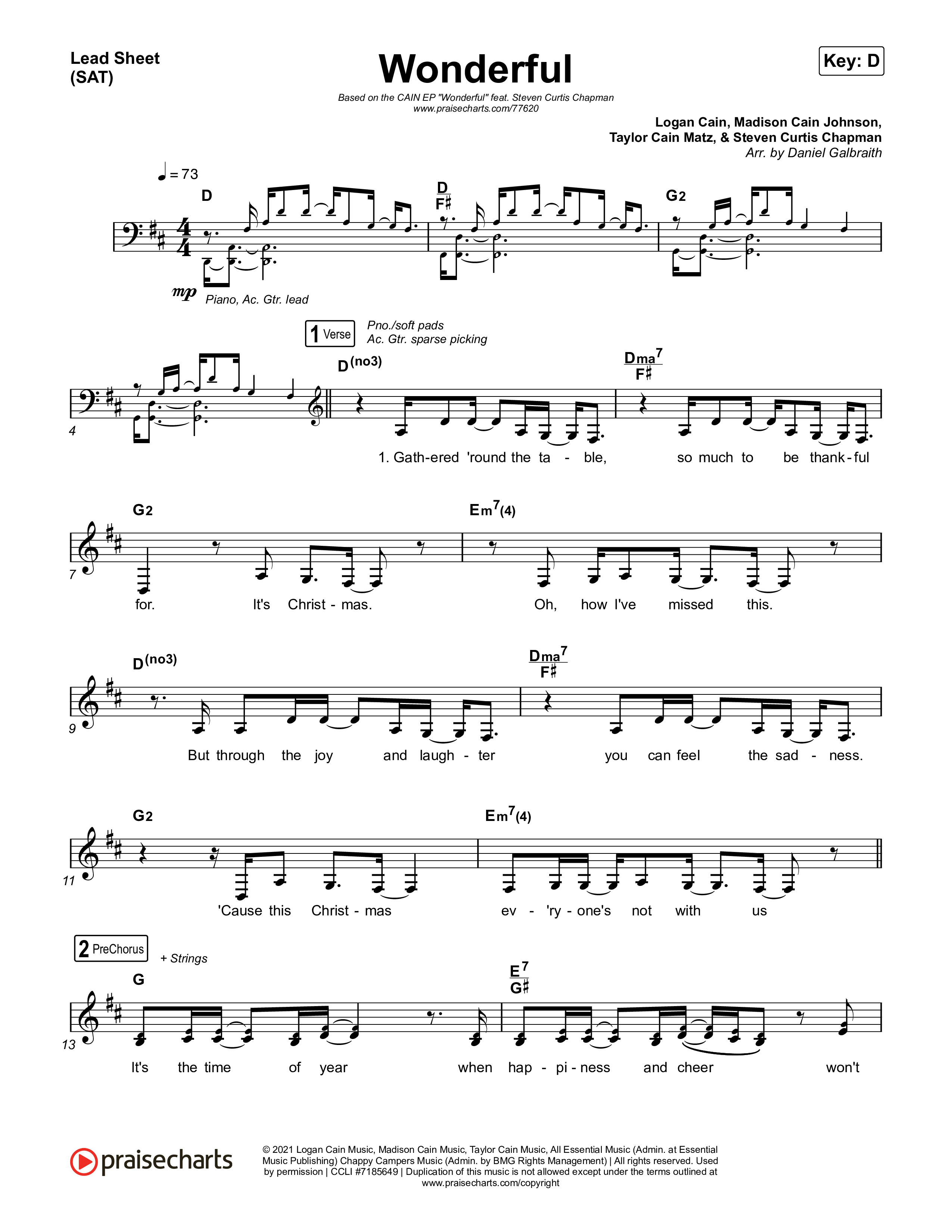 Wonderful Lead Sheet (SAT) (CAIN)