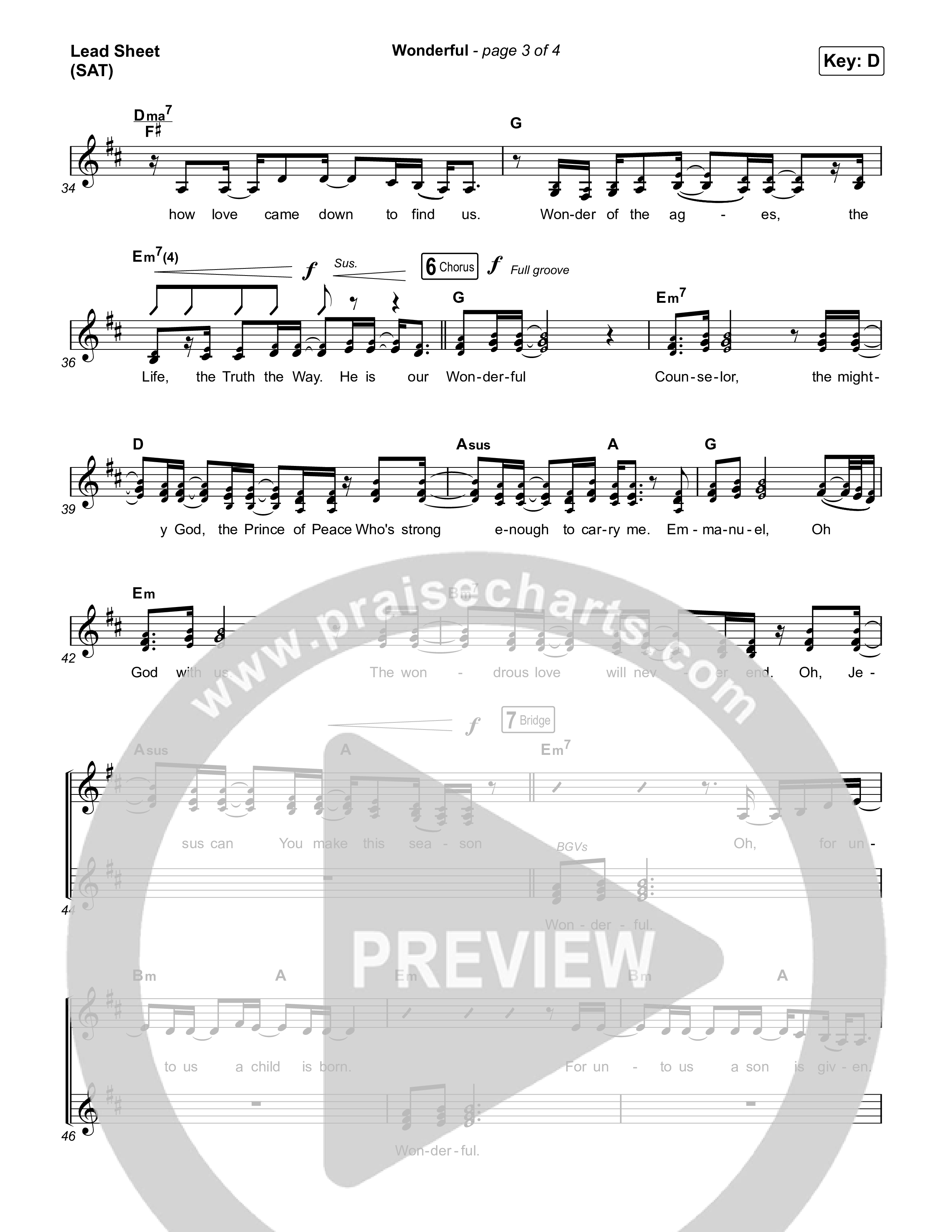 Wonderful Lead Sheet (SAT) (CAIN)