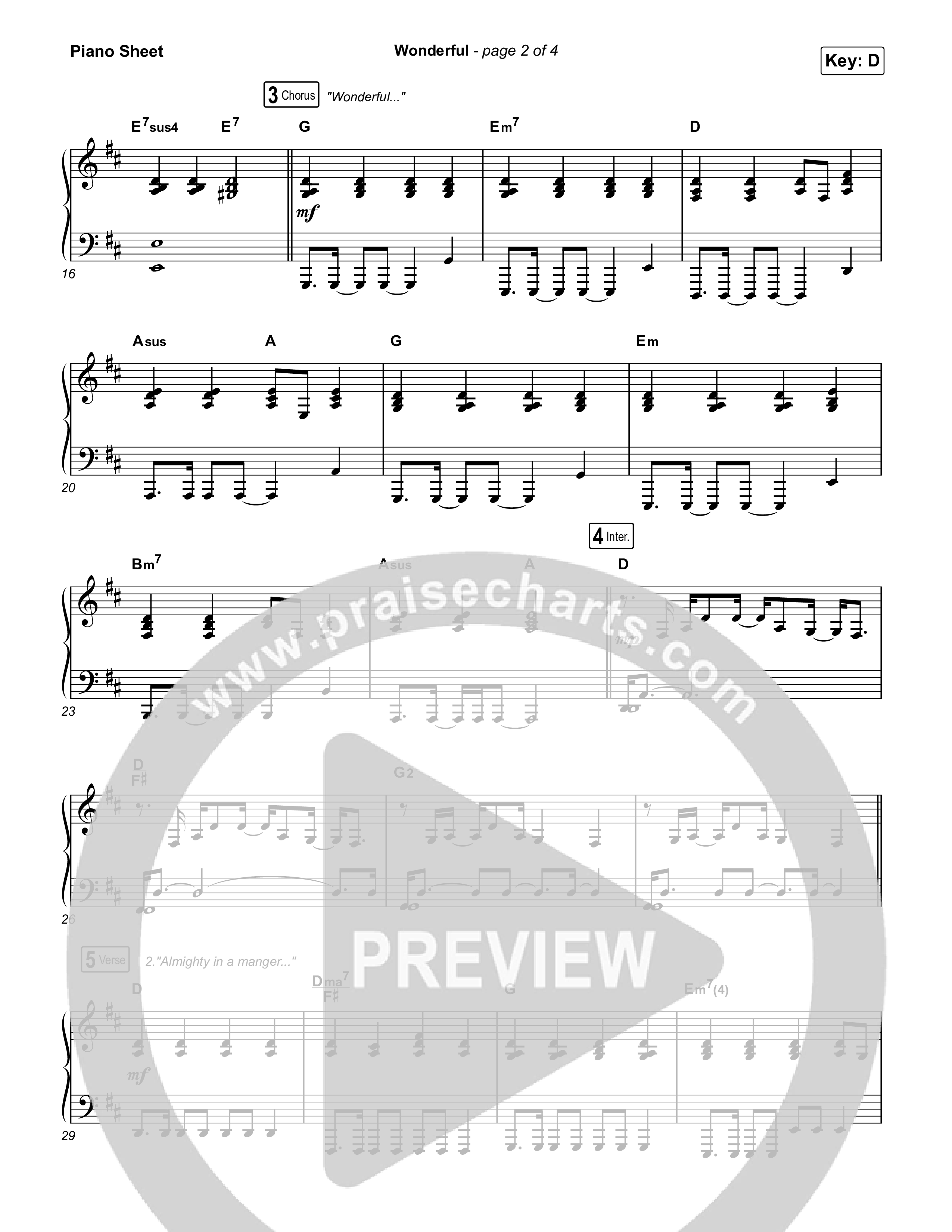 Wonderful Piano Sheet (CAIN)