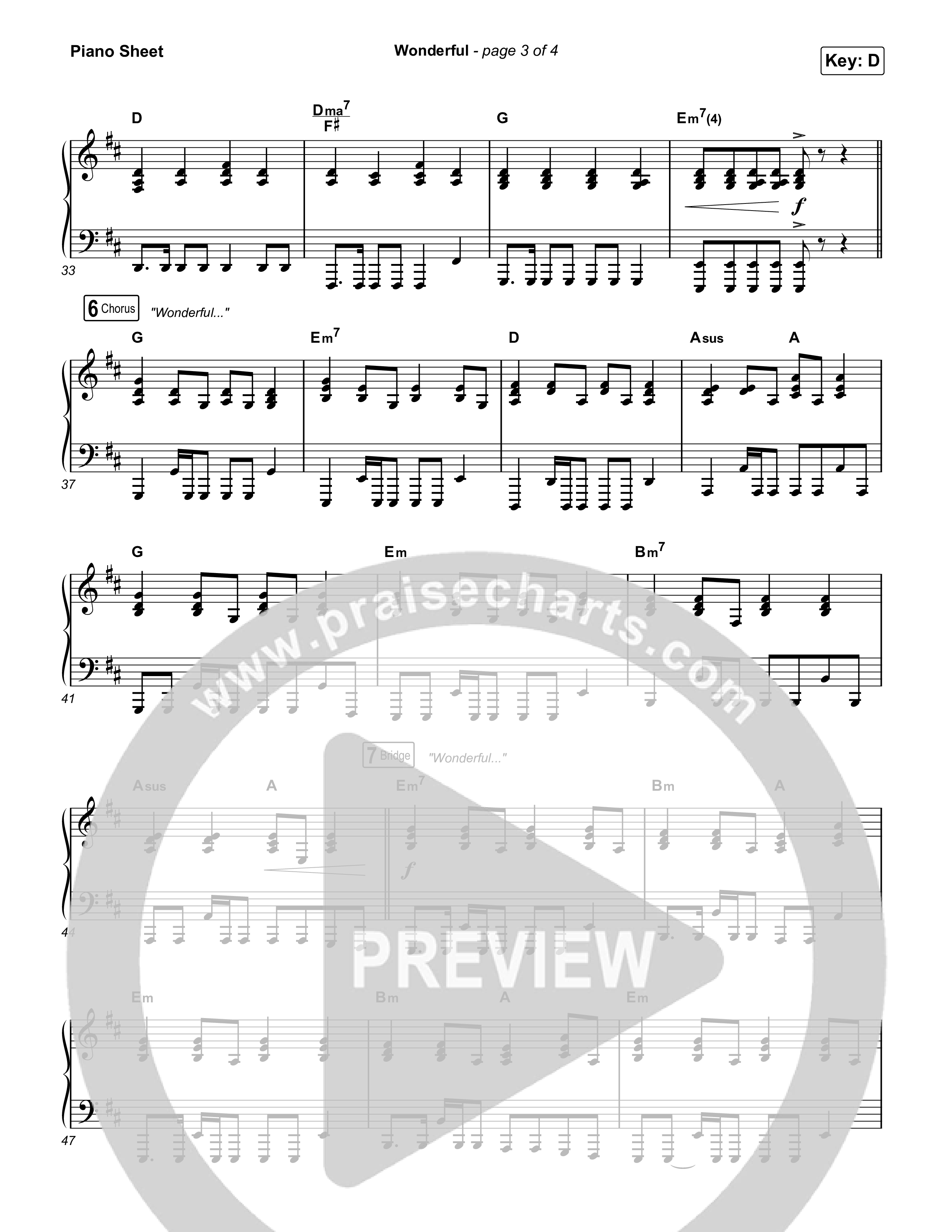 Wonderful Piano Sheet (CAIN)