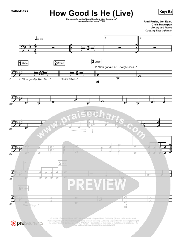 How Good Is He (Live) Cello/Bass (Vertical Worship)