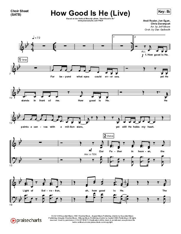 How Good Is He (Live) Choir Sheet (SATB) (Vertical Worship)