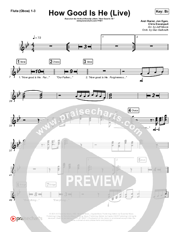 How Good Is He (Live) Flute/Oboe 1/2/3 (Vertical Worship)