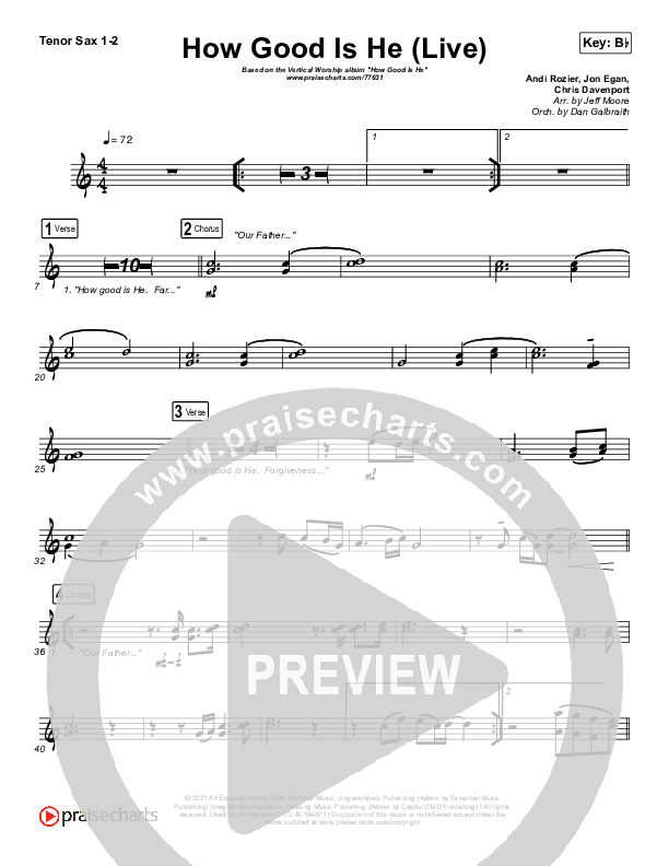 How Good Is He (Live) Tenor Sax 1/2 (Vertical Worship)