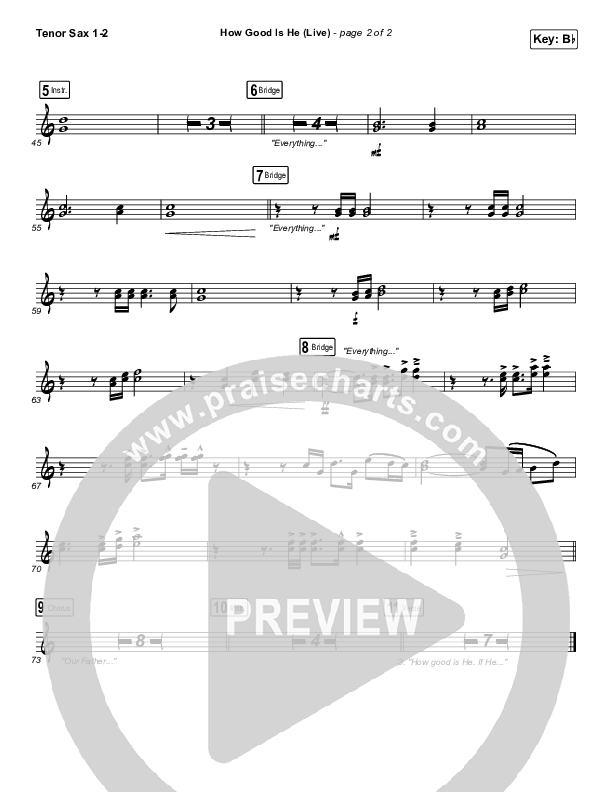 How Good Is He (Live) Tenor Sax 1/2 (Vertical Worship)