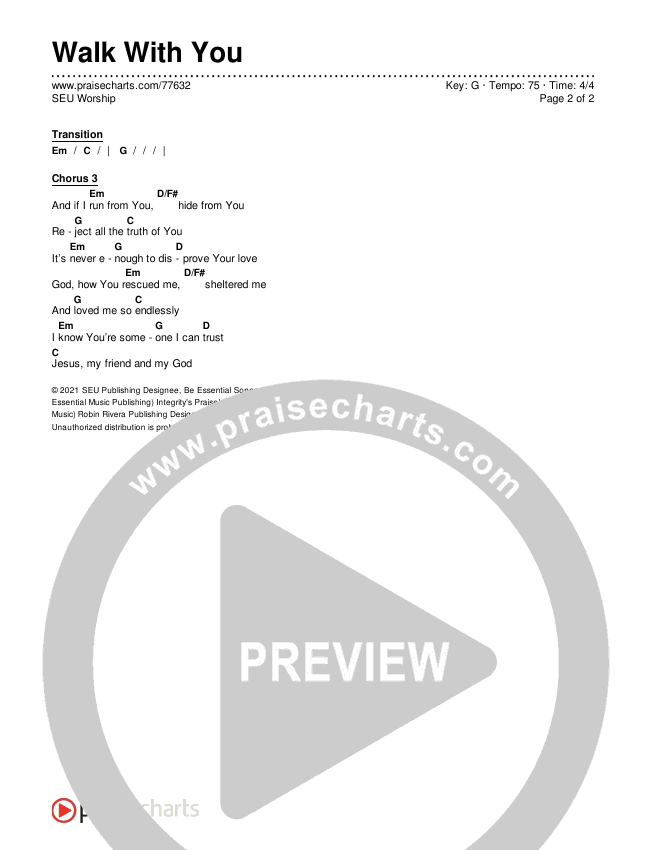 Walk With You Chords & Lyrics (SEU Worship)