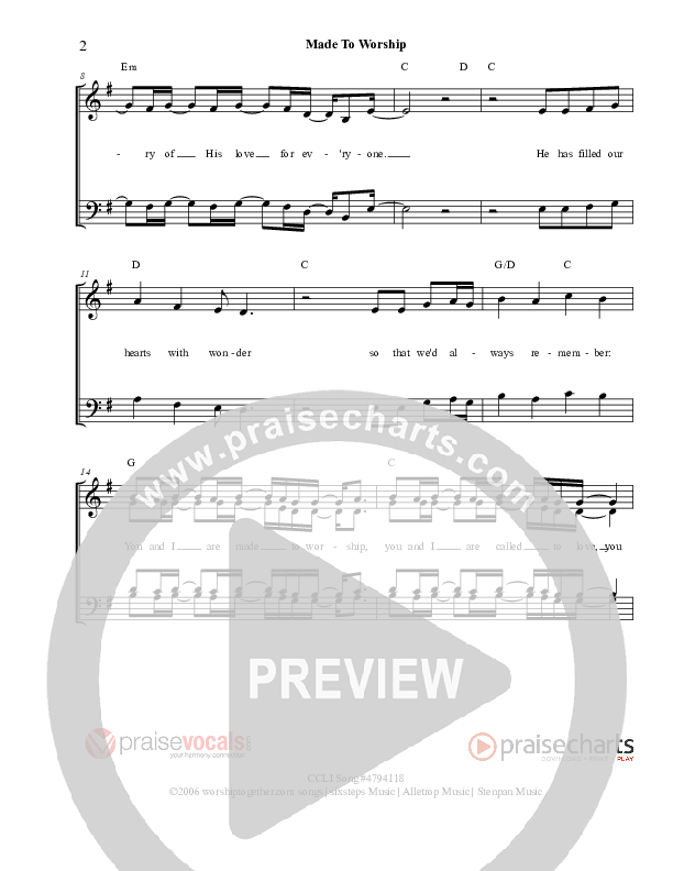 Made To Worship Lead Sheet (PraiseVocals)