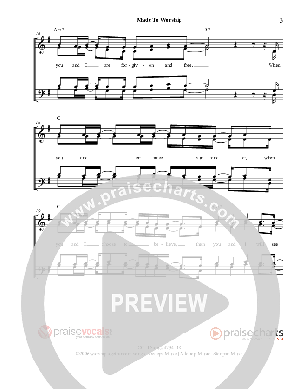 Made To Worship Lead Sheet (PraiseVocals)