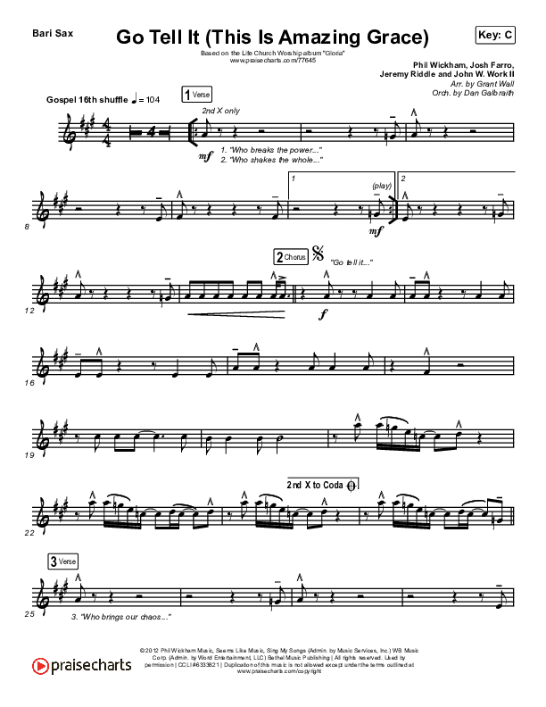 Go Tell It (This Is Amazing Grace) Bari Sax (Life.Church Worship)