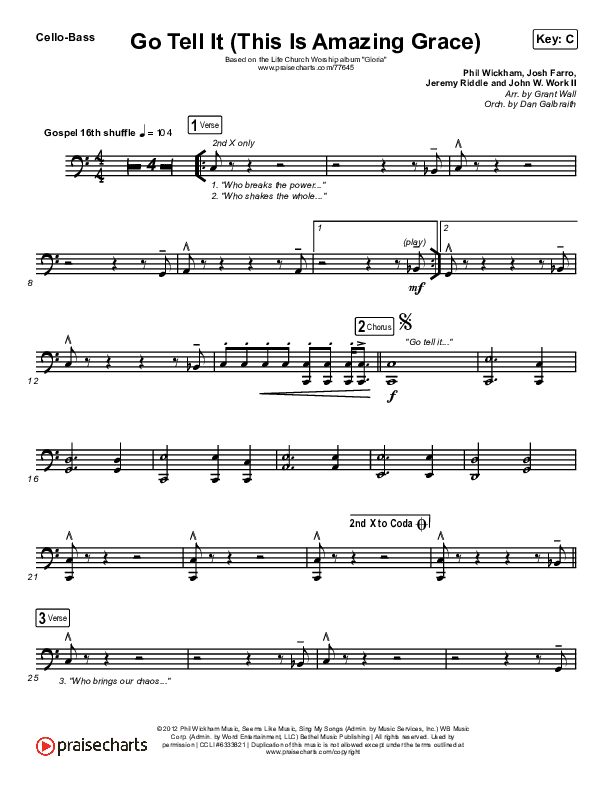 Go Tell It (This Is Amazing Grace) Cello/Bass (Life.Church Worship)