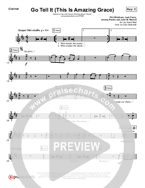 Go Tell It (This Is Amazing Grace) Clarinet (Life.Church Worship)