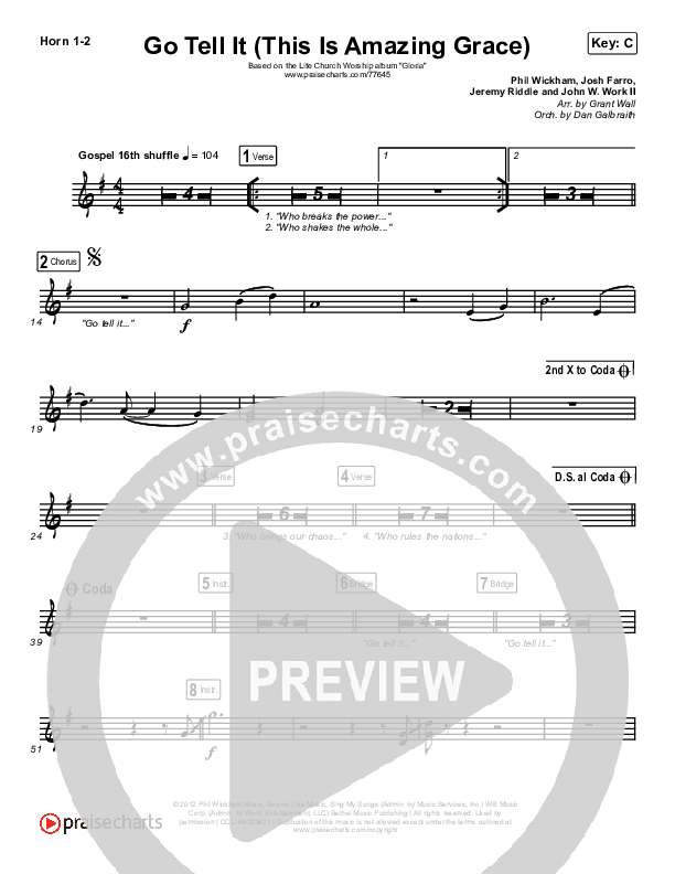Go Tell It (This Is Amazing Grace) French Horn 1/2 (Life.Church Worship)