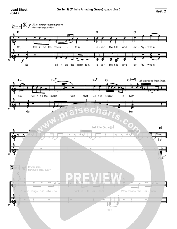 Go Tell It (This Is Amazing Grace) Lead Sheet (SAT) (Life.Church Worship)