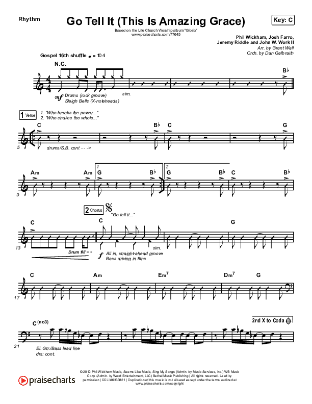 Go Tell It (This Is Amazing Grace) Rhythm Chart (Life.Church Worship)
