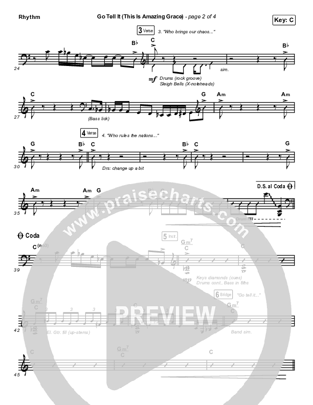 Go Tell It (This Is Amazing Grace) Rhythm Chart (Life.Church Worship)