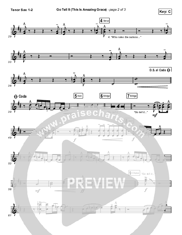 Go Tell It (This Is Amazing Grace) Tenor Sax 1/2 (Life.Church Worship)
