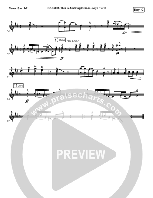 Go Tell It (This Is Amazing Grace) Tenor Sax 1/2 (Life.Church Worship)