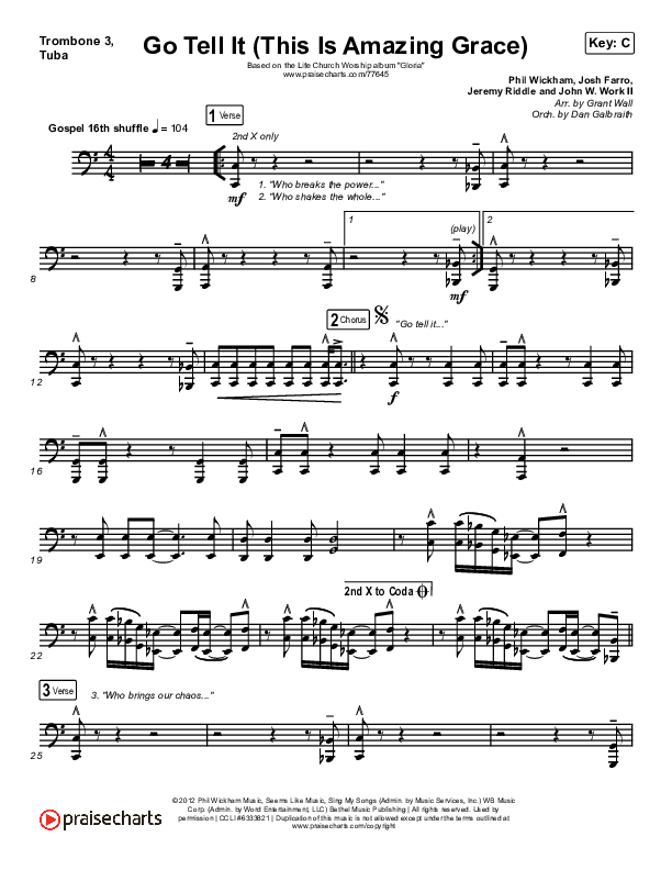 Go Tell It (This Is Amazing Grace) Trombone 3/Tuba (Life.Church Worship)