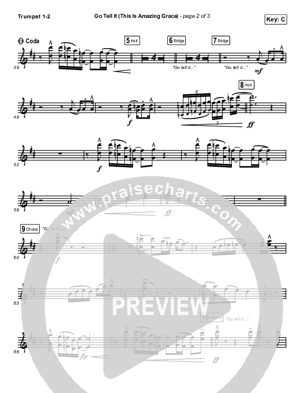 Go Tell It (This Is Amazing Grace) Trumpet 1,2 (Life.Church Worship)