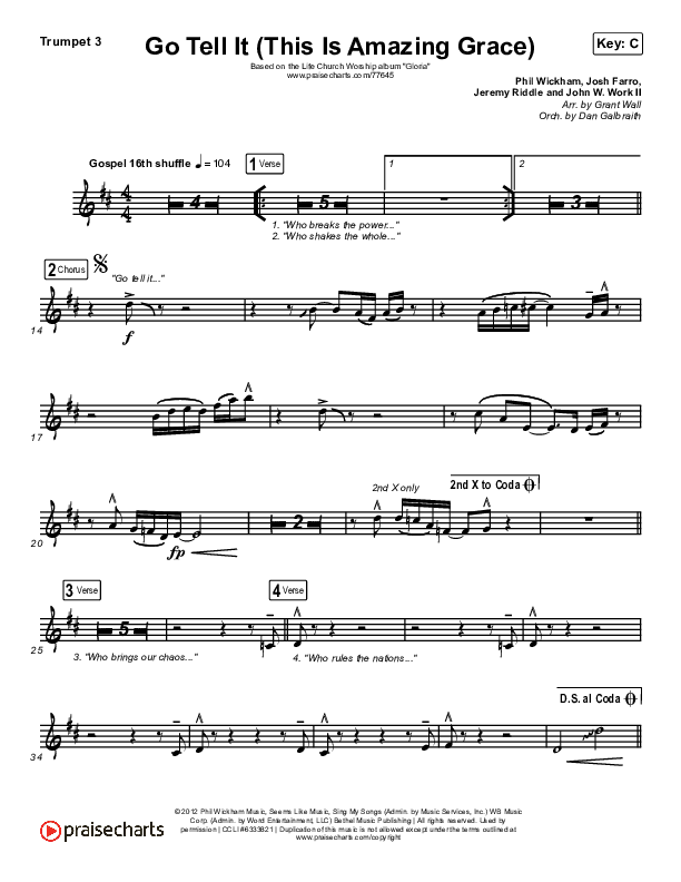 Go Tell It (This Is Amazing Grace) Trumpet 3 (Life.Church Worship)