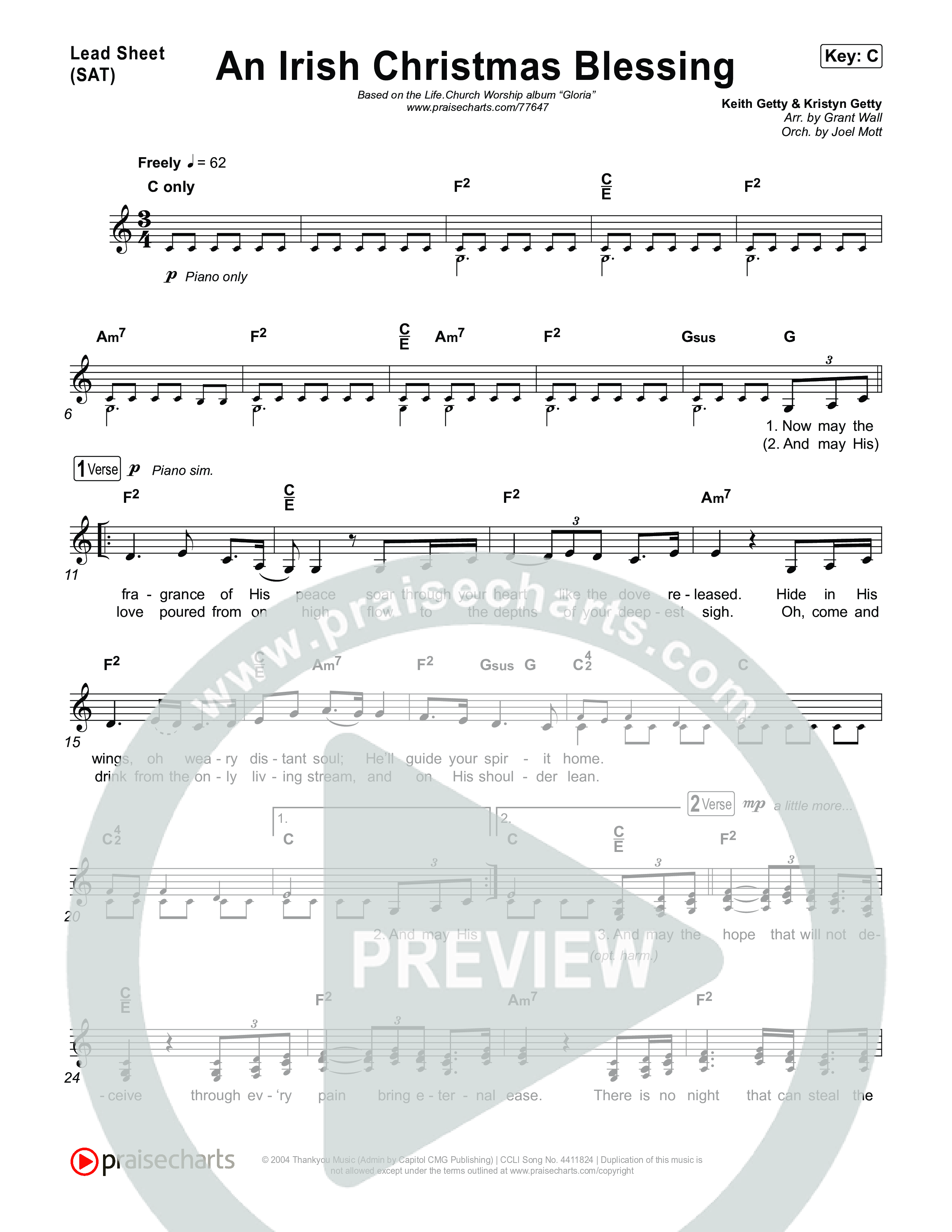 An Irish Christmas Blessing Lead Sheet (SAT) (Life.Church Worship)