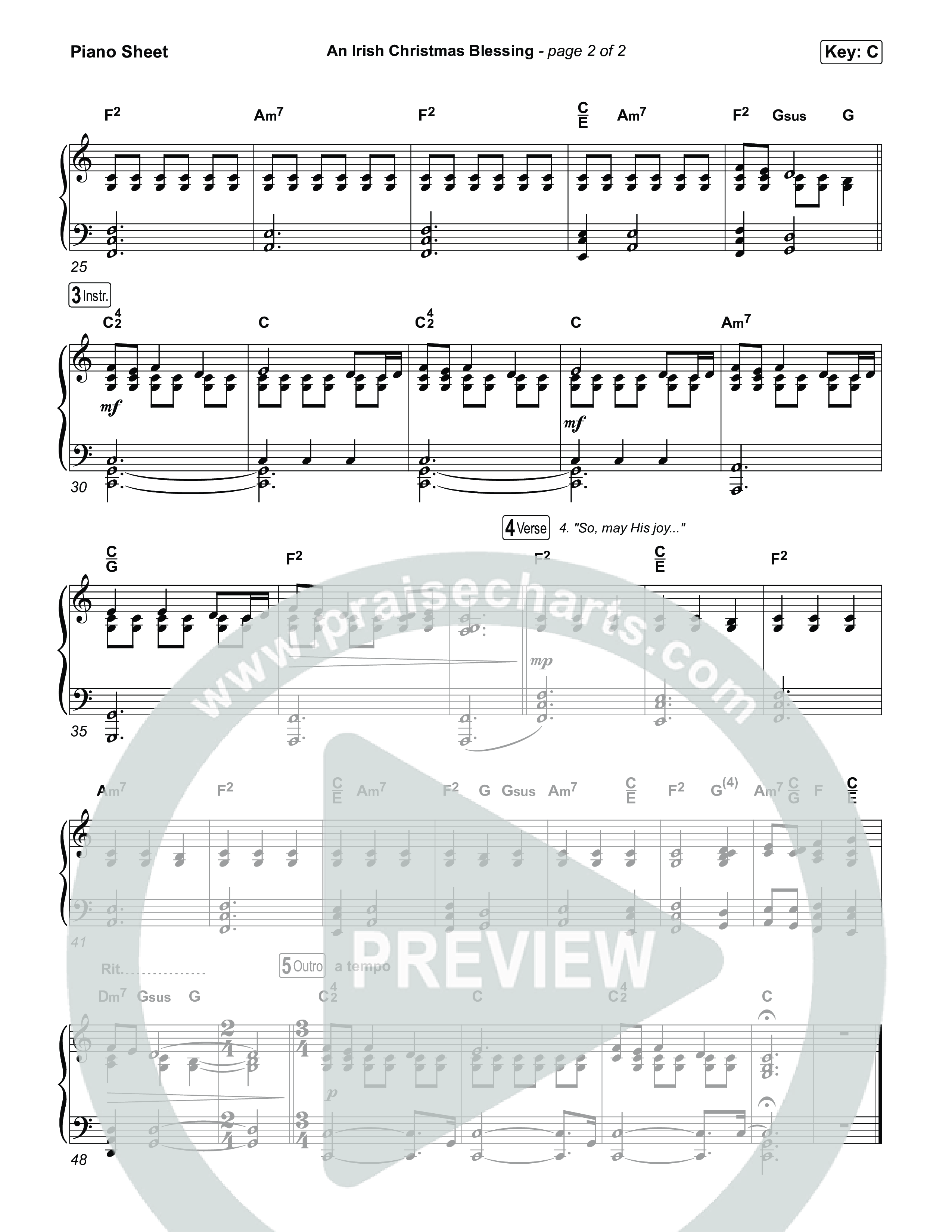 An Irish Christmas Blessing Piano Sheet (Life.Church Worship)