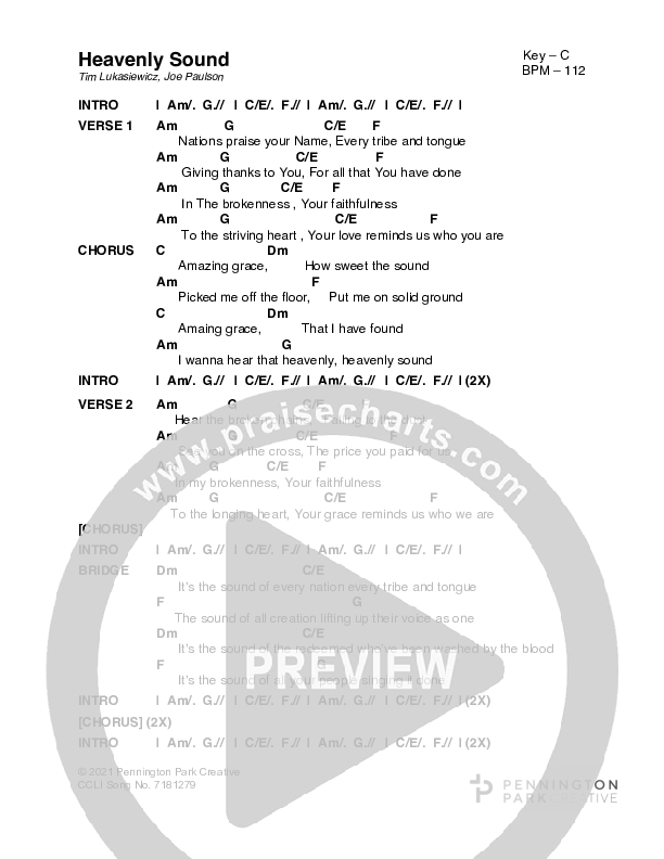 Heavenly Sound Chord Chart (Pennington Park Creative)