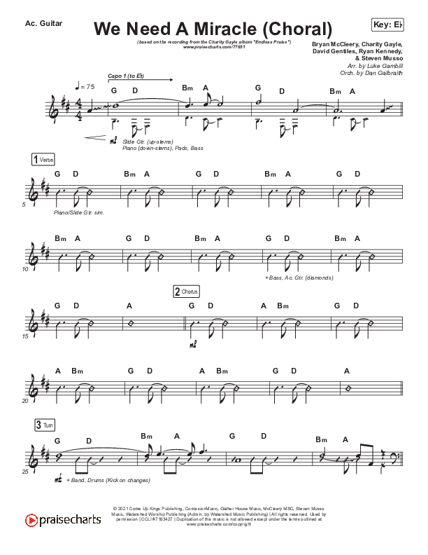 We Need A Miracle (Choral Anthem SATB) Acoustic Guitar (Charity Gayle / Arr. Luke Gambill)