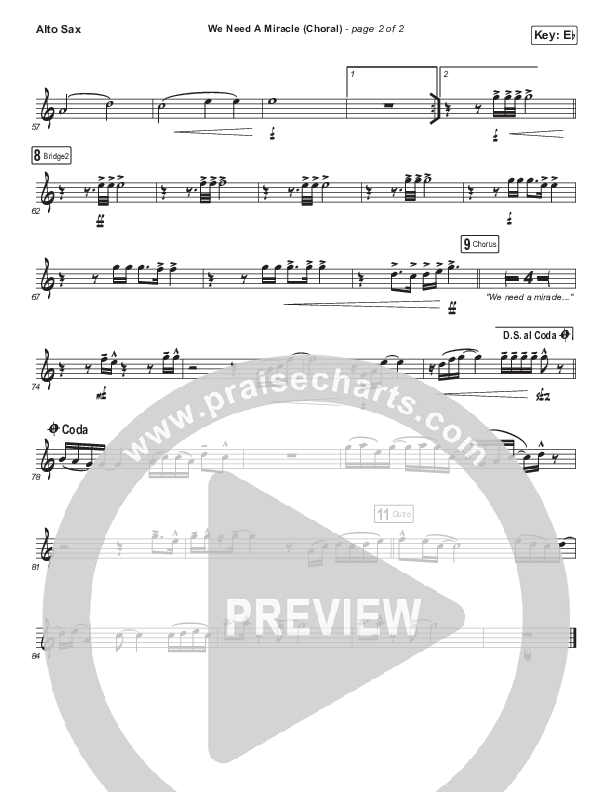 We Need A Miracle (Choral Anthem SATB) Alto Sax (Charity Gayle / Arr. Luke Gambill)