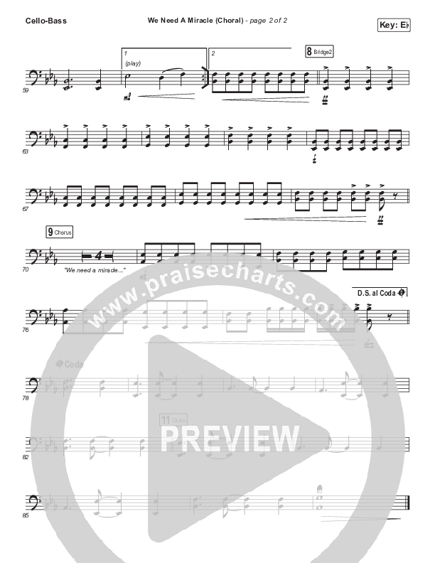 We Need A Miracle (Choral Anthem SATB) Cello/Bass (Charity Gayle / Arr. Luke Gambill)