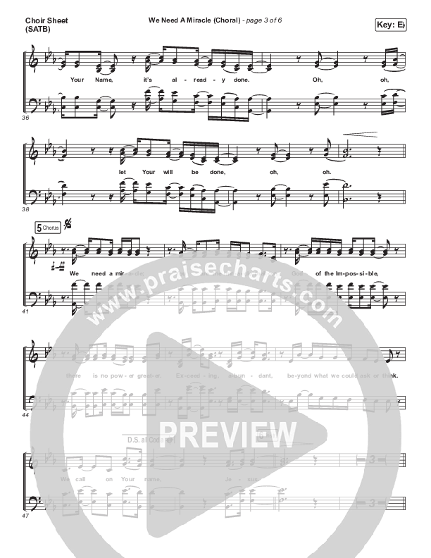 We Need A Miracle (Choral Anthem) Anthem (SATB) (PraiseCharts Choral / Arr. Luke Gambill / Charity Gayle)