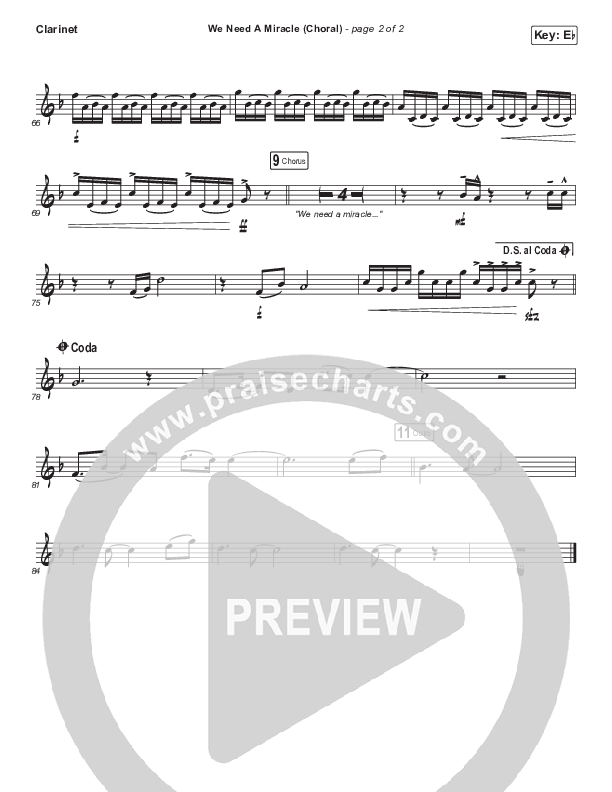We Need A Miracle (Choral Anthem SATB) Clarinet (Charity Gayle / Arr. Luke Gambill)
